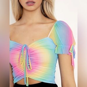 RAINBOW ICECREAM TEA PARTY TOP - LIMITED